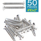 IMScrews 50pcs #10 x 2" (50mm) Stainless Flat Head Phillips Wood Screws 18-8 (304) Stainless Steel Countersunk Self Tapping Screws