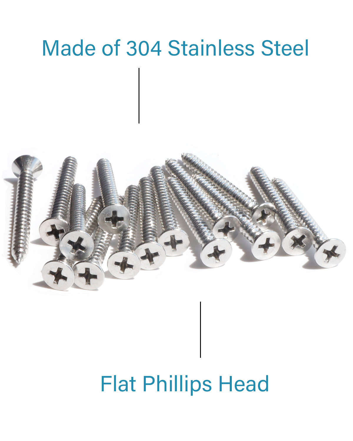 25pcs #10 x 2" (50mm) Stainless Flat Head Phillips Wood Screws 18-8 (304) Stainless Steel Countersunk Self Tapping Screws