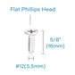IMScrews 50 шт. #12 x 5/8" (16 мм) шурупы по дереву Phillips с плоской головкой из нержавеющей стали 18-8 (304) саморезы из нержавеющей стали с потайной головкой