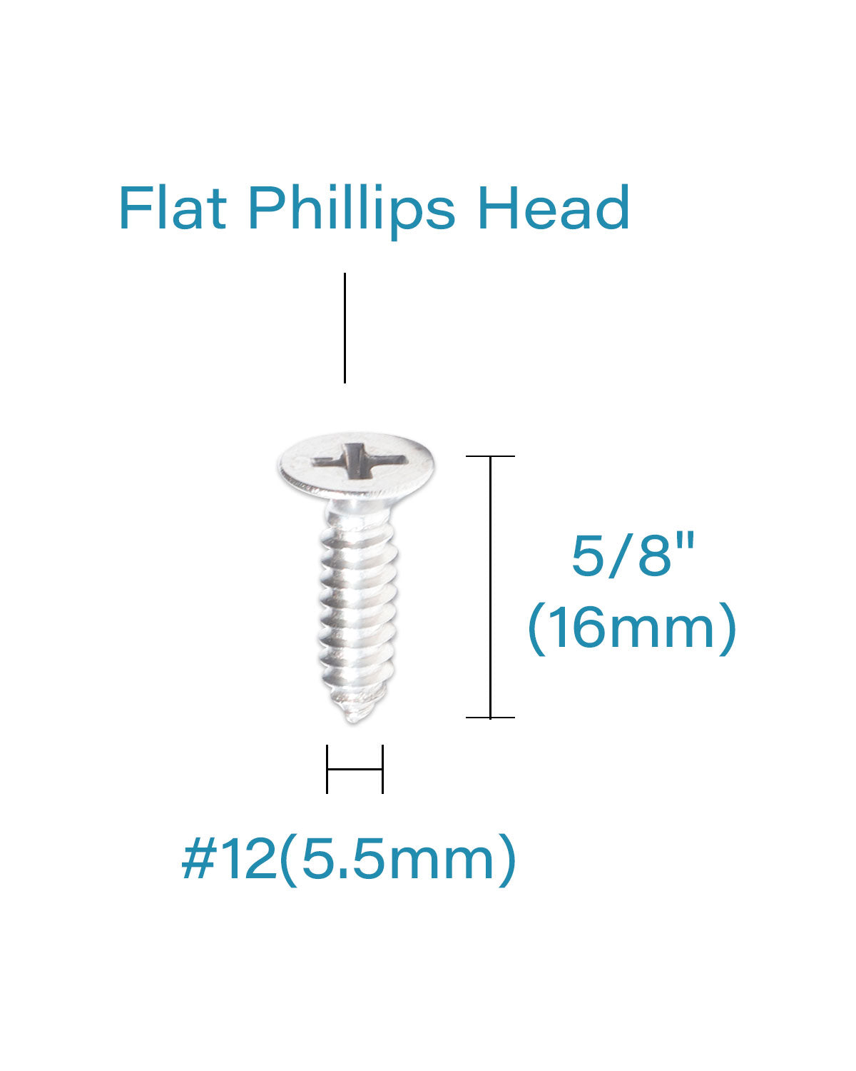 IMScrews 50 шт. #12 x 5/8" (16 мм) шурупы по дереву Phillips с плоской головкой из нержавеющей стали 18-8 (304) саморезы из нержавеющей стали с потайной головкой