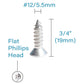 IMScrews 100 шт. # 12 x 3/4 дюйма (19 мм) шурупы Phillips с плоской головкой из нержавеющей стали 18-8 (304) саморезы из нержавеющей стали с потайной головкой