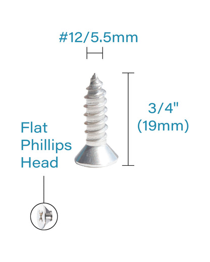 IMScrews 100 шт. # 12 x 3/4 дюйма (19 мм) шурупы Phillips с плоской головкой из нержавеющей стали 18-8 (304) саморезы из нержавеющей стали с потайной головкой