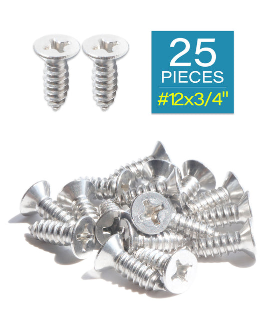 IMScrews 25 шт. # 12 x 3/4 дюйма (19 мм) шурупы по дереву Phillips с плоской головкой из нержавеющей стали 18-8 (304) саморезы из нержавеющей стали с потайной головкой