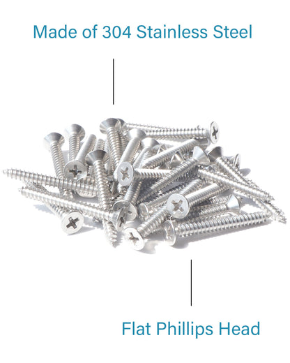 IMScrews 50 шт. #12 x 1-1/2 дюйма (38 мм) шурупы Phillips с плоской головкой из нержавеющей стали 18-8 (304) саморезы из нержавеющей стали с потайной головкой