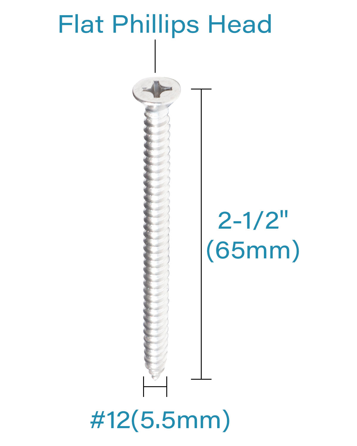 IMSCREWS Шурупы для шкафа # 12 x 2-1/2 дюйма Шурупы по дереву с плоской головкой Phillips 50 шт., Саморезы 18/8 из нержавеющей стали для работы с деревом внутри и снаружи