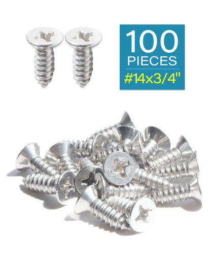 IMScrews 100 шт. # 14 x 3/4 дюйма (19 мм) шурупы по дереву Phillips с плоской головкой из нержавеющей стали 18-8 (304) саморезы из нержавеющей стали с потайной головкой