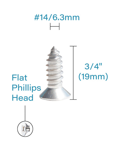 IMScrews 100 шт. # 14 x 3/4 дюйма (19 мм) шурупы по дереву Phillips с плоской головкой из нержавеющей стали 18-8 (304) саморезы из нержавеющей стали с потайной головкой
