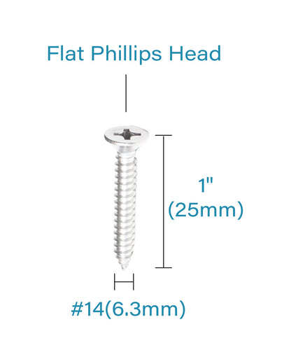 IMScrews 25pcs #14 x 1" (25mm) Stainless Flat Head Phillips Wood Screws 18-8 (304) Stainless Steel Countersunk Self Tapping Screws