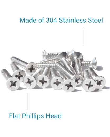 IMScrews 25pcs #14 x 1" (25mm) Stainless Flat Head Phillips Wood Screws 18-8 (304) Stainless Steel Countersunk Self Tapping Screws