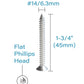 IMScrews 25 шт. # 14 x 1-3/4 дюйма (45 мм) шурупы по дереву Phillips с плоской головкой из нержавеющей стали 18-8 (304) саморезы из нержавеющей стали с потайной головкой