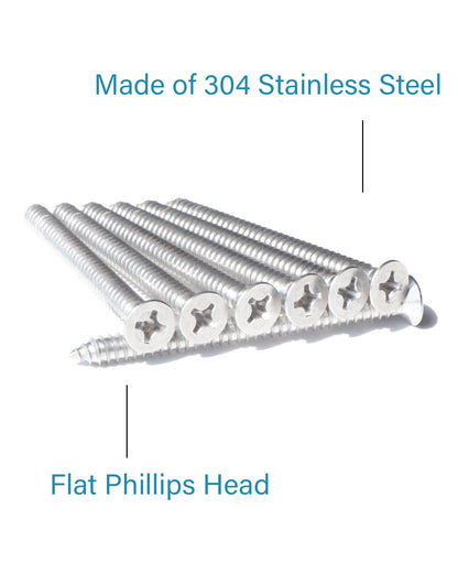 IMScrews 25pcs #14 x 3" (75mm) Stainless Flat Head Phillips Wood Screws 18-8 (304) Stainless Steel Countersunk Self Tapping Screws