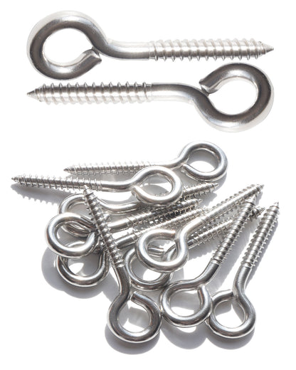 IMScrews 10pcs M6 x 3-1/4 Inch Screw Eyes Small Eyelet Screws Lag Eyebolt 18-8(304) Stainless Steel Heavy Duty Hook