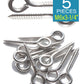 IMScrews 5pcs M6 x 3-1/4 Inch Screw Eyes Small Eyelet Screws Lag Eyebolt 18-8(304) Stainless Steel Heavy Duty Hook