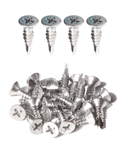 IMScrews 25pcs #8 x 3/4" Stainless Flat Head Phillips Self Drilling Screws, 410 Stainless Steel Full Thread Sheet Metal Tek Wood to Metal Screws