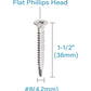 IMScrews 100 шт. #8 x 1-1/2 дюйма самосверлящие винты Phillips с плоской головкой из нержавеющей стали, винты из нержавеющей стали 410 с полной резьбой для листового металла Tek Wood to Metal