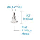 IMScrews 50pcs #8 x 1/2" Stainless Flat Head Phillips Self Drilling Screws, 410 Stainless Steel Full Thread Sheet Metal Tek Wood to Metal Screws