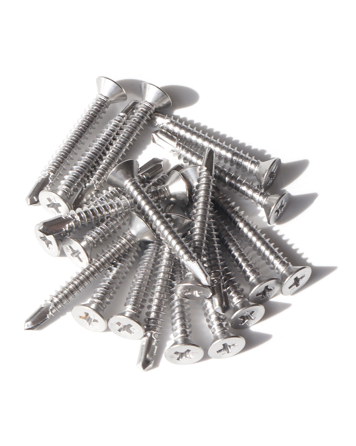 IMScrews 25 шт. # 14 x 1-1/2 дюйма самосверлящие винты Phillips с плоской головкой из нержавеющей стали, винты из нержавеющей стали 410 с полной резьбой для листового металла Tek Wood to Metal