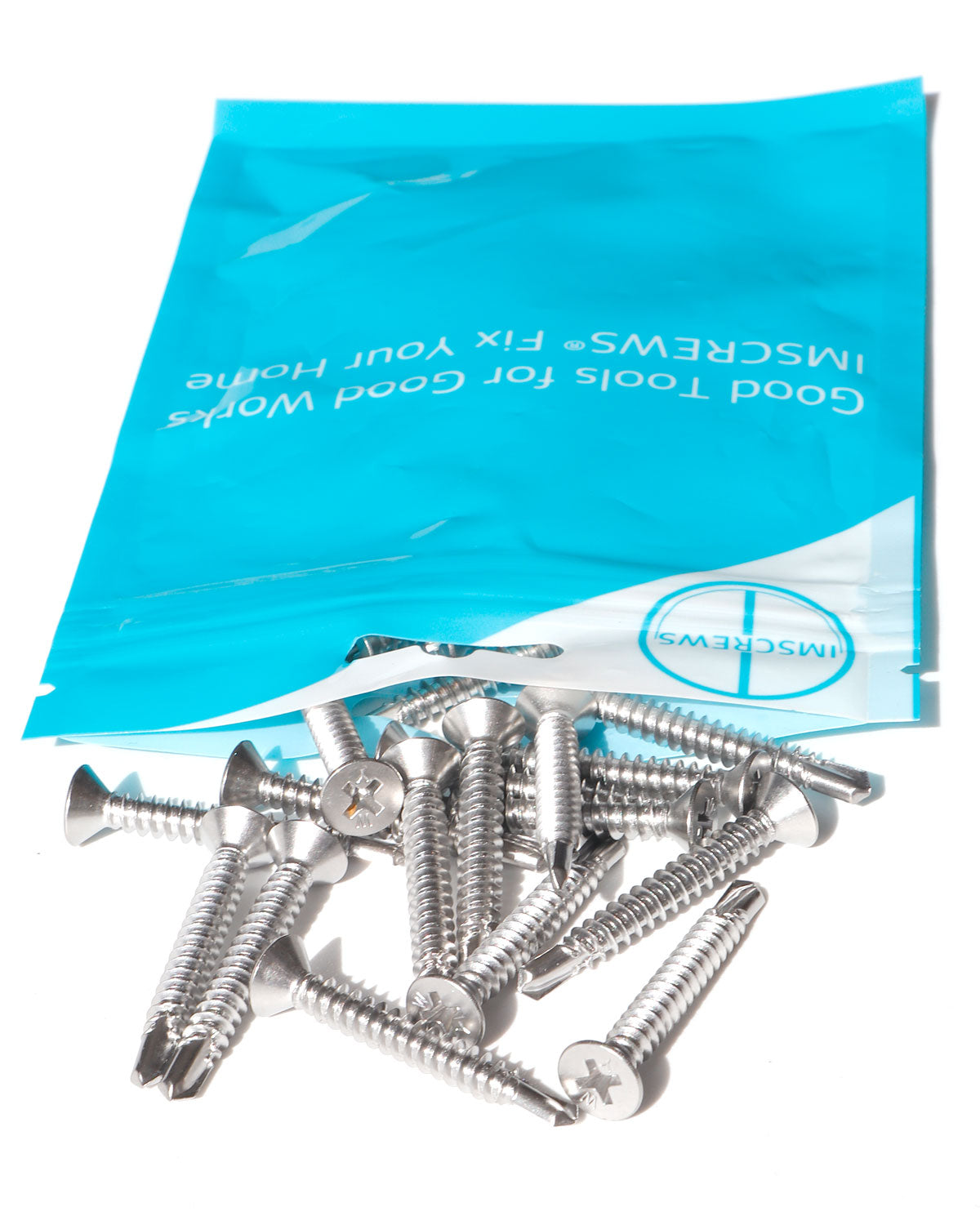 IMScrews 25 шт. # 14 x 1-1/2 дюйма самосверлящие винты Phillips с плоской головкой из нержавеющей стали, винты из нержавеющей стали 410 с полной резьбой для листового металла Tek Wood to Metal