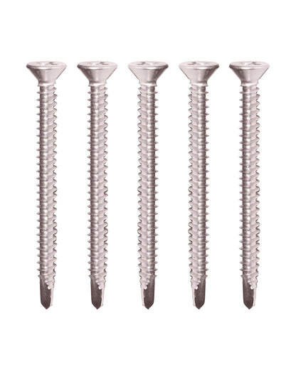 IMScrews 50 шт. # 12 x 2 дюйма, самосверлящие винты Phillips с плоской головкой из нержавеющей стали, винты из нержавеющей стали 410 с полной резьбой для листового металла Tek, винты по дереву и металлу