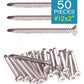 IMScrews 50pcs #12 x 2" Stainless Flat Head Phillips Self Drilling Screws, 410 Stainless Steel Full Thread Sheet Metal Tek Wood to Metal Screws