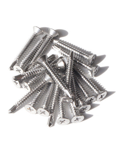 IMScrews 100pcs #12 x 1-1/2" Stainless Flat Head Phillips Self Drilling Screws, 410 Stainless Steel Full Thread Sheet Metal Tek Wood to Metal Screws