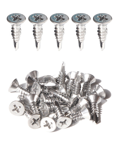IMScrews 25pcs #10 x 3/4" Stainless Flat Head Phillips Self Drilling Screws, 410 Stainless Steel Full Thread Sheet Metal Tek Wood to Metal Screws