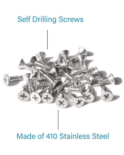 IMScrews 25pcs #10 x 3/4" Stainless Flat Head Phillips Self Drilling Screws, 410 Stainless Steel Full Thread Sheet Metal Tek Wood to Metal Screws