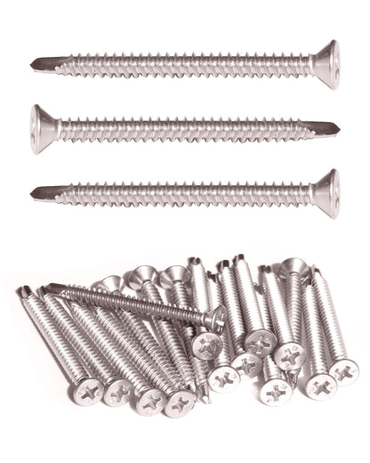 IMScrews 50pcs #10 x 2" Stainless Flat Head Phillips Self Drilling Screws, 410 Stainless Steel Full Thread Sheet Metal Tek Wood to Metal Screws