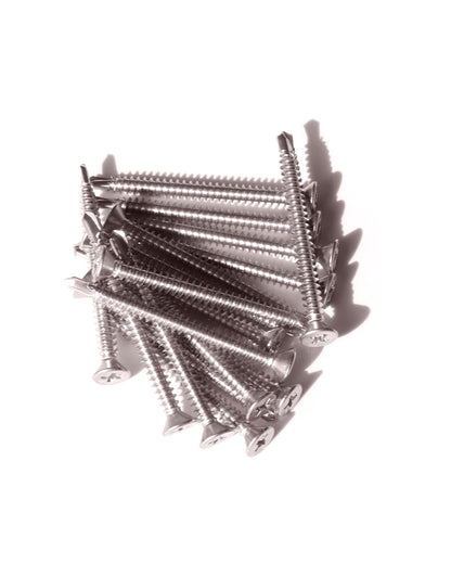 IMScrews 50pcs #10 x 2" Stainless Flat Head Phillips Self Drilling Screws, 410 Stainless Steel Full Thread Sheet Metal Tek Wood to Metal Screws