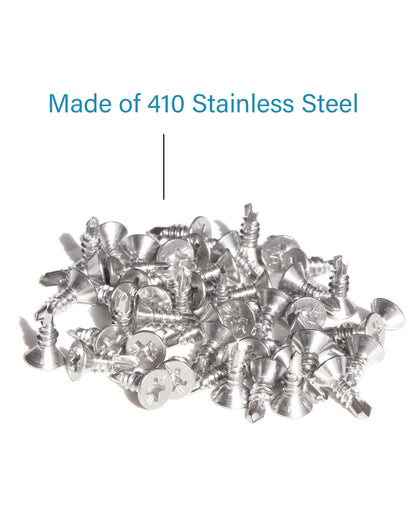 IMScrews 25pcs #10 x 1/2" Stainless Flat Head Phillips Self Drilling Screws, 410 Stainless Steel Full Thread Sheet Metal Tek Wood to Metal Screws