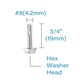#8 x 3/4" Stainless Hex Washer Head Self Drilling Screws (50pcs), Stainless Steel 410 Fully Threaded Sheet Metal Flanged Hex Screw | by IMSCREWS