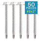 IMScrews 50pcs #8 x 2" Stainless Hex Washer Head Self Drilling Screws, 410 Stainless Steel Full Thread Sheet Metal Tek Screws