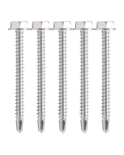 IMScrews 25 шт. # 8 x 2 дюйма, самосверлящие винты с шестигранной головкой и шайбой из нержавеющей стали, винты из нержавеющей стали 410 с полной резьбой для листового металла Tek