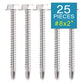 IMScrews 25pcs #8 x 2" Stainless Hex Washer Head Self Drilling Screws, 410 Stainless Steel Full Thread Sheet Metal Tek Screws