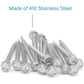 IMScrews 25pcs #8 x 2" Stainless Hex Washer Head Self Drilling Screws, 410 Stainless Steel Full Thread Sheet Metal Tek Screws
