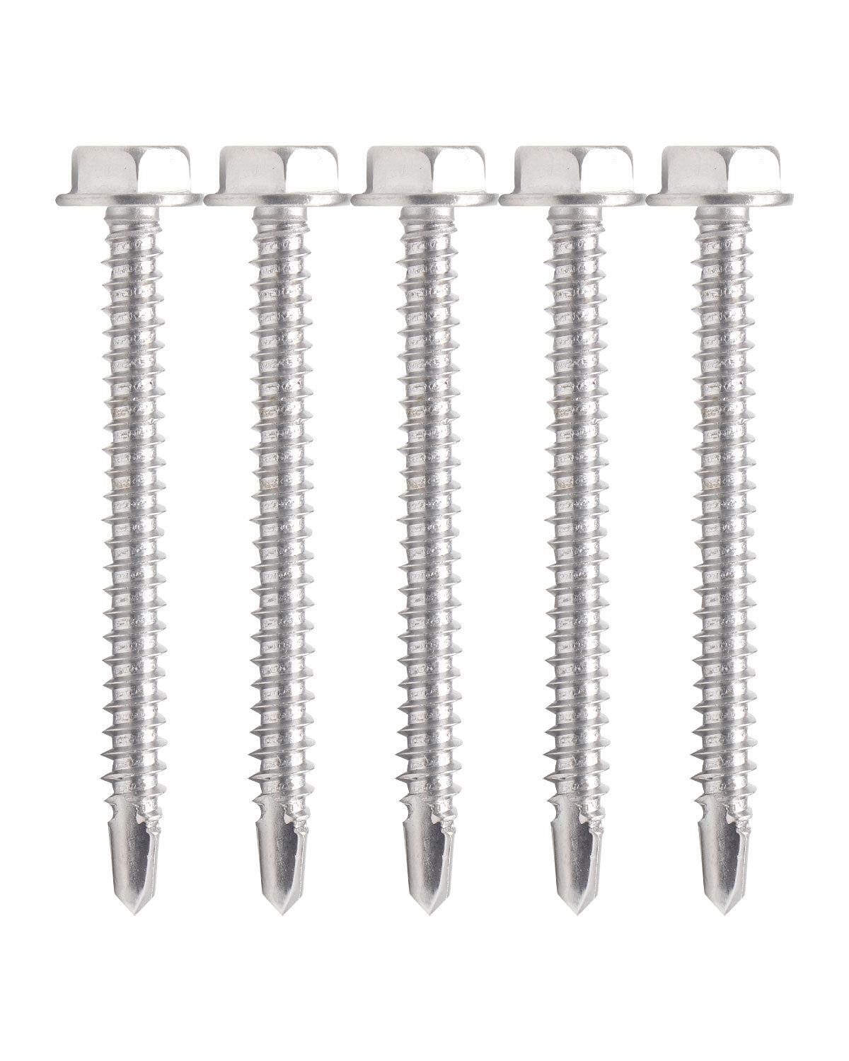 IMScrews 100pcs #8 x 2" Stainless Hex Washer Head Self Drilling Screws, 410 Stainless Steel Full Thread Sheet Metal Tek Screws