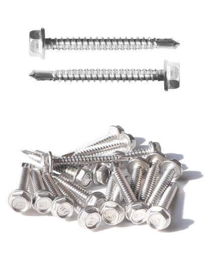 #8 x 1-1/2" Flanged Hex Washer Head Self Drilling Screws (100pcs), Stainless Steel 410 Fully Threaded Sheet Metal Tek Screw | by IMSCREWS