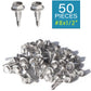 IMScrews 50pcs #8 x 1/2" Stainless Hex Washer Head Self Drilling Screws, 410 Stainless Steel Full Thread Sheet Metal Tek Screws