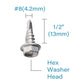 IMScrews 50pcs #8 x 1/2" Stainless Hex Washer Head Self Drilling Screws, 410 Stainless Steel Full Thread Sheet Metal Tek Screws