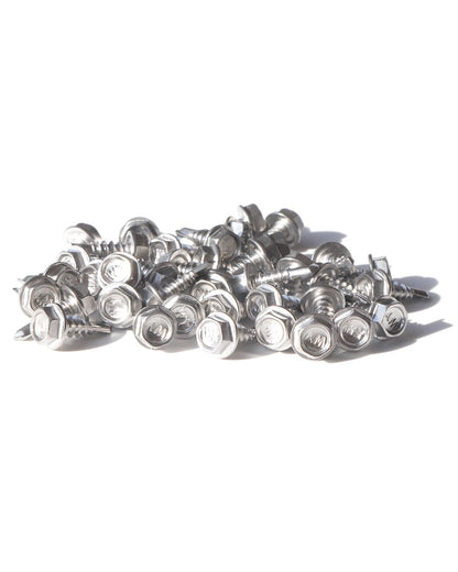 IMScrews 100pcs #8 x 1/2" Stainless Hex Washer Head Self Drilling Screws, 410 Stainless Steel Full Thread Sheet Metal Tek Screws