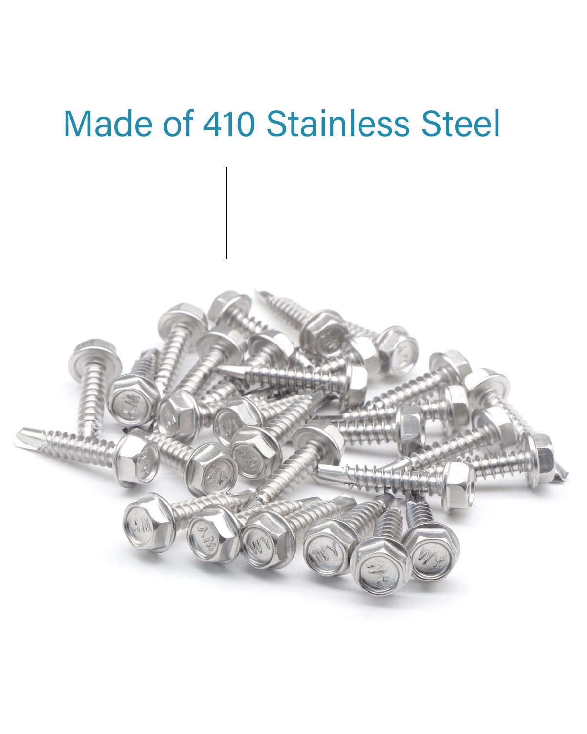 #8 x 1" Stainless Hex Washer Head Self Drilling Screws (100pcs) Stainless Steel 410 Fully Threaded Sheet Metal Tek Screw | by IMSCREWS