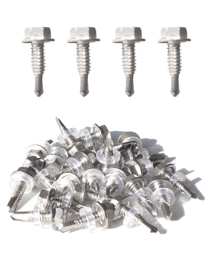 IMScrews 25 шт. # 14 x 3/4 дюйма, самосверлящие винты с шестигранной головкой из нержавеющей стали, винты из нержавеющей стали 410 с полной резьбой для листового металла Tek