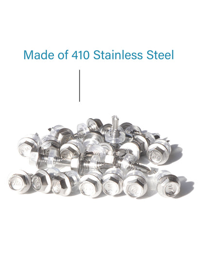 IMScrews 25 шт. # 14 x 3/4 дюйма, самосверлящие винты с шестигранной головкой из нержавеющей стали, винты из нержавеющей стали 410 с полной резьбой для листового металла Tek
