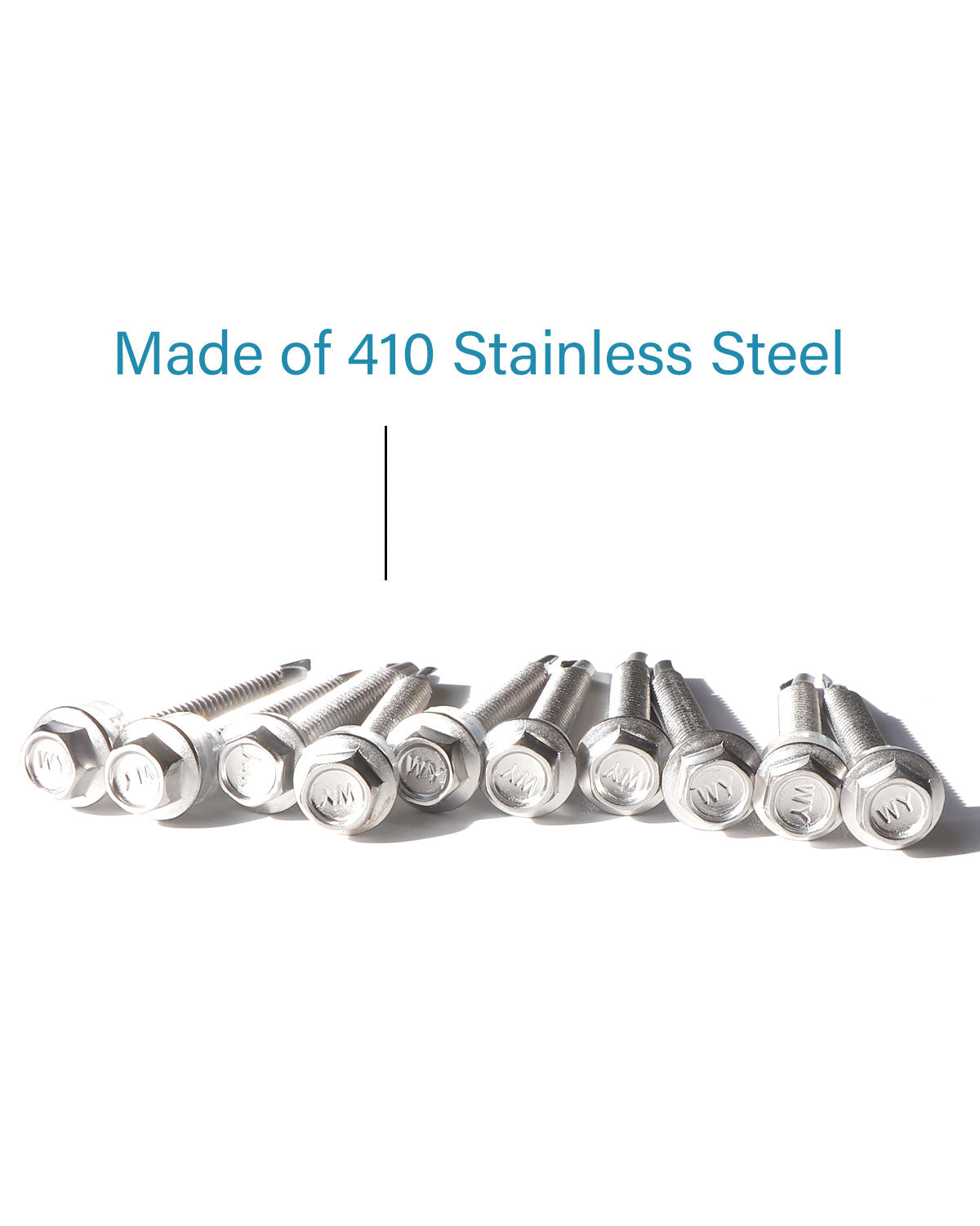 IMScrews 25pcs #14 x 2" Stainless Hex Washer Head Self Drilling Screws, 410 Stainless Steel Full Thread Sheet Metal Tek Screws