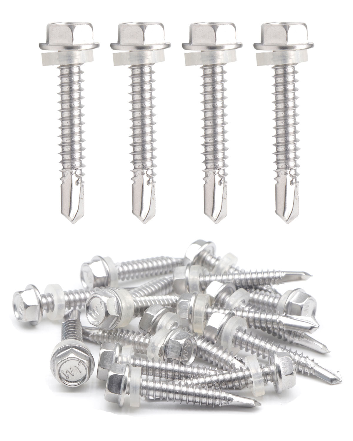 IMScrews 50pcs #14 x 1-1/2" Stainless Hex Washer Head Self Drilling Screws, 410 Stainless Steel Full Thread Sheet Metal Tek Screws