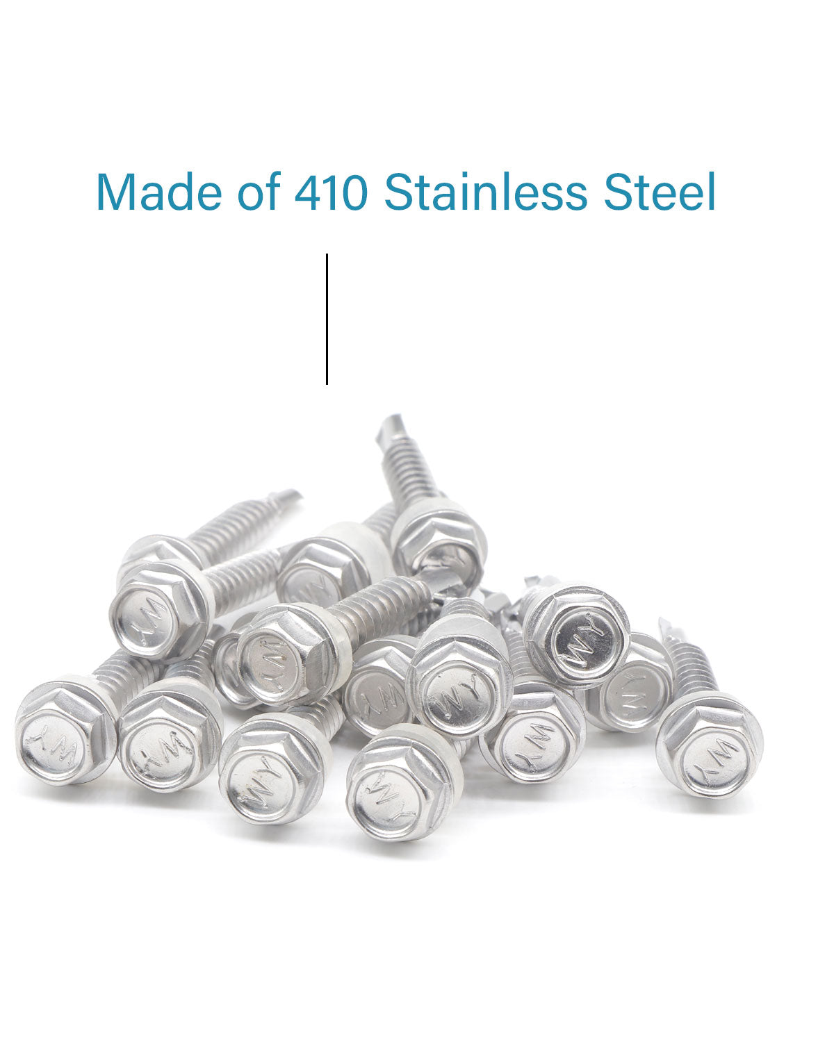 IMScrews 50pcs #14 x 1-1/2" Stainless Hex Washer Head Self Drilling Screws, 410 Stainless Steel Full Thread Sheet Metal Tek Screws