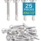 IMScrews 25 шт. # 14 x 1-1/2 дюйма самосверлящие винты с шестигранной головкой из нержавеющей стали, винты Tek из нержавеющей стали с полной резьбой из нержавеющей стали 410