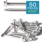IMScrews 50pcs #12 x 2" Stainless Hex Washer Head Self Drilling Screws, 410 Stainless Steel Full Thread Sheet Metal Tek Screws