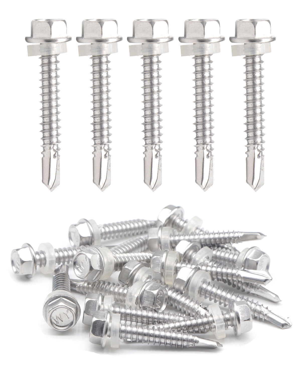 IMScrews 50 шт. # 12 x 1-1/2 дюйма самосверлящие винты с шестигранной головкой из нержавеющей стали, винты из нержавеющей стали 410 с полной резьбой для листового металла Tek