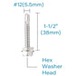 IMScrews 25pcs #12 x 1-1/2" Stainless Hex Washer Head Self Drilling Screws, 410 Stainless Steel Full Thread Sheet Metal Tek Screws